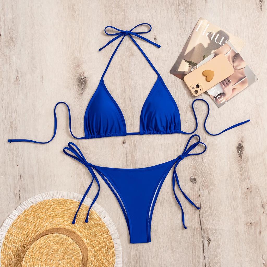 Europejsko-amerykański strój kąpielowy bikini z rozcięciem i odkrytymi plecami dla seksownej gorącej dziewczyny