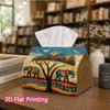 1pc, 2D Flat Printing, Tissue Box with Colorful Elephant And Tree Patterns, Suitable for Vacation Home Decoration, Kitchen, Living Room, Car Holiday D