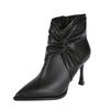 Pointed short boots women's 2025 new autumn and winter boots pleated piled boots niche women's boots thin boots thin heels high heels