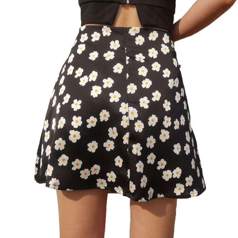 Leopard Floral High Waist Zip Skirt Women's Leopard Print Floral High Waist Zip Skirt