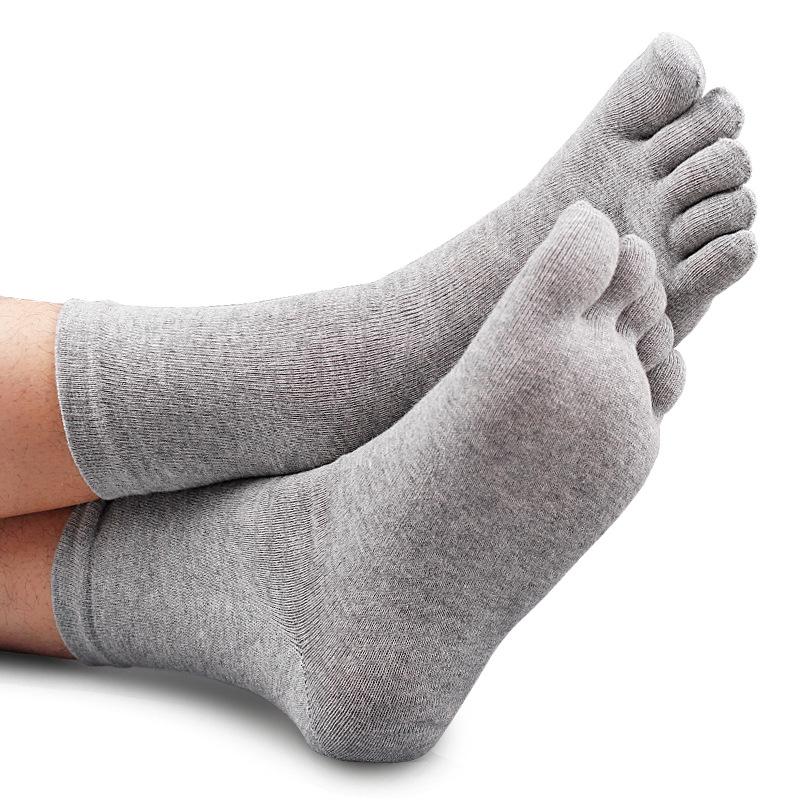 Men's Plus Size Pure Cotton Anti-Odor Five-Toe Mid-Calf Socks