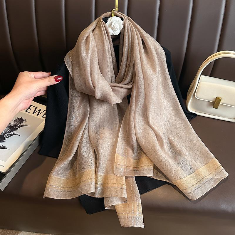 Long Silk Wool Scarf Shawls And Wraps For Women Solid Foulard Pashmina Poncho Female Summer Sunscreen Scarves Hijab Bandana