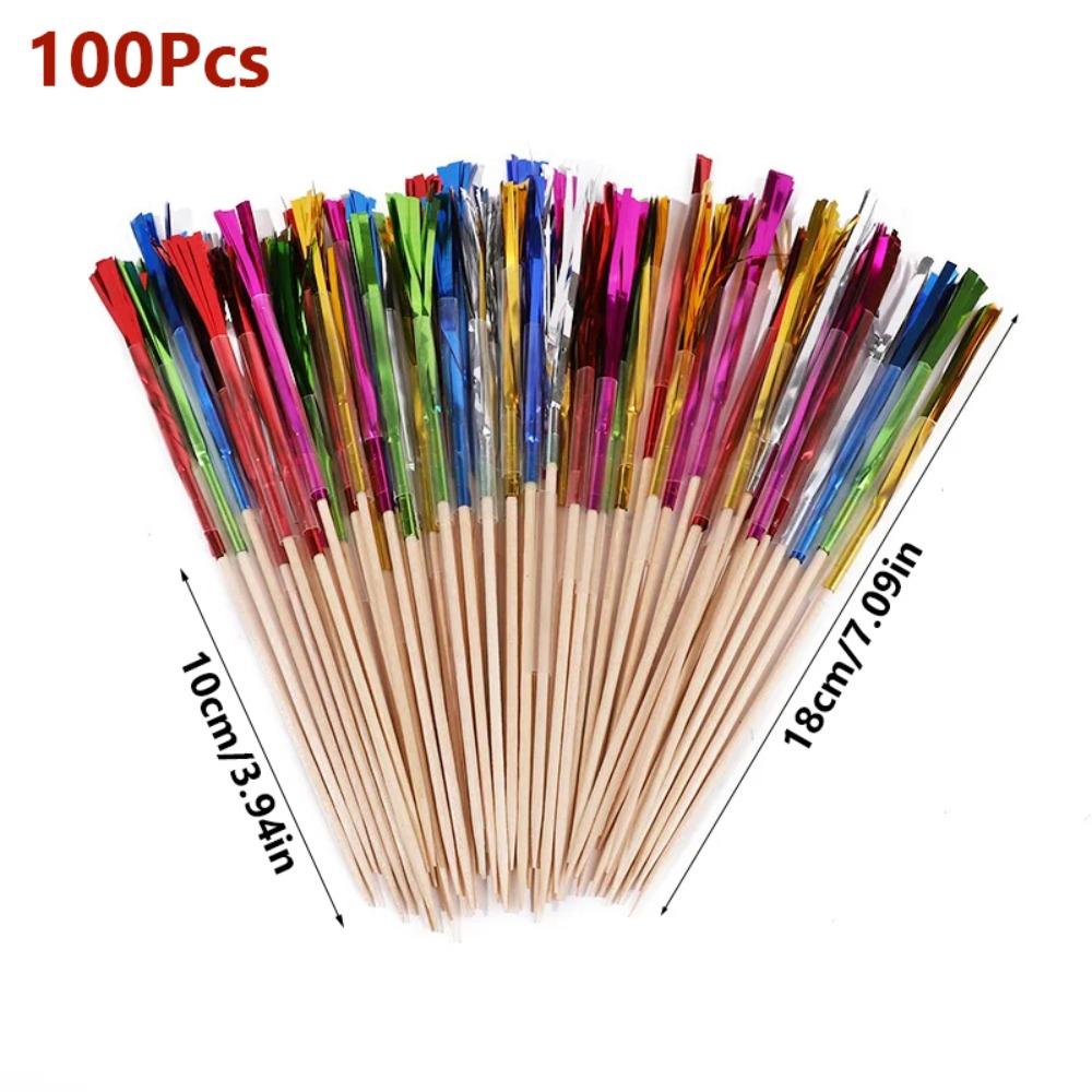 100 stk Engangs Dusker Fyrverkeri Kaketopp Fargerike Dessert Fruktpinner Strandfest