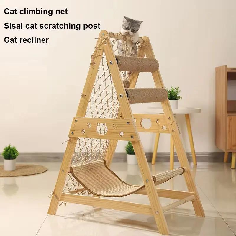 Katzenklettergerüst Katzenbaum Sisal Katzenhängematte Katzenkratzbaum Kletternetz Integriertes Katzenklettergerüst Spielzeug Heimtierbedarf