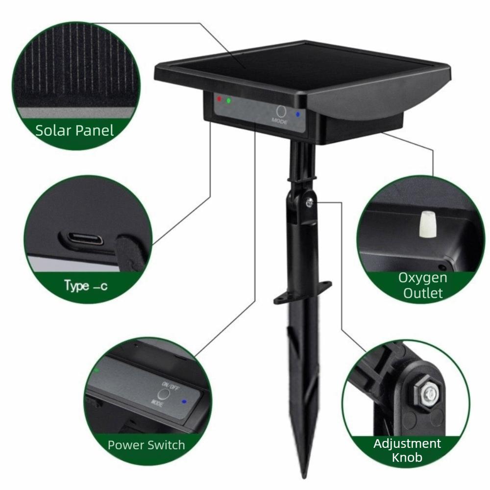 Low Noise Solar Oxygen Pump Durable Aquarium Air Pump Pond Solar Aerator Oxygenator Fish Tank