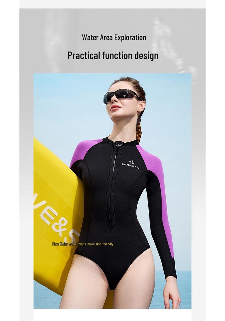Combinaison intégrale DIVE&SAIL 2 mm pour femme, pour la plongée avec tuba et le surf, avec protection solaire et contre les méduses
