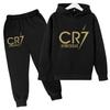 Kids Fashion CR7 Hoodie Boy Girl Toddler Pullover 3-12 Years Football Letters Clothing Casual Top+Pants 2P Brand Coat Sports Set