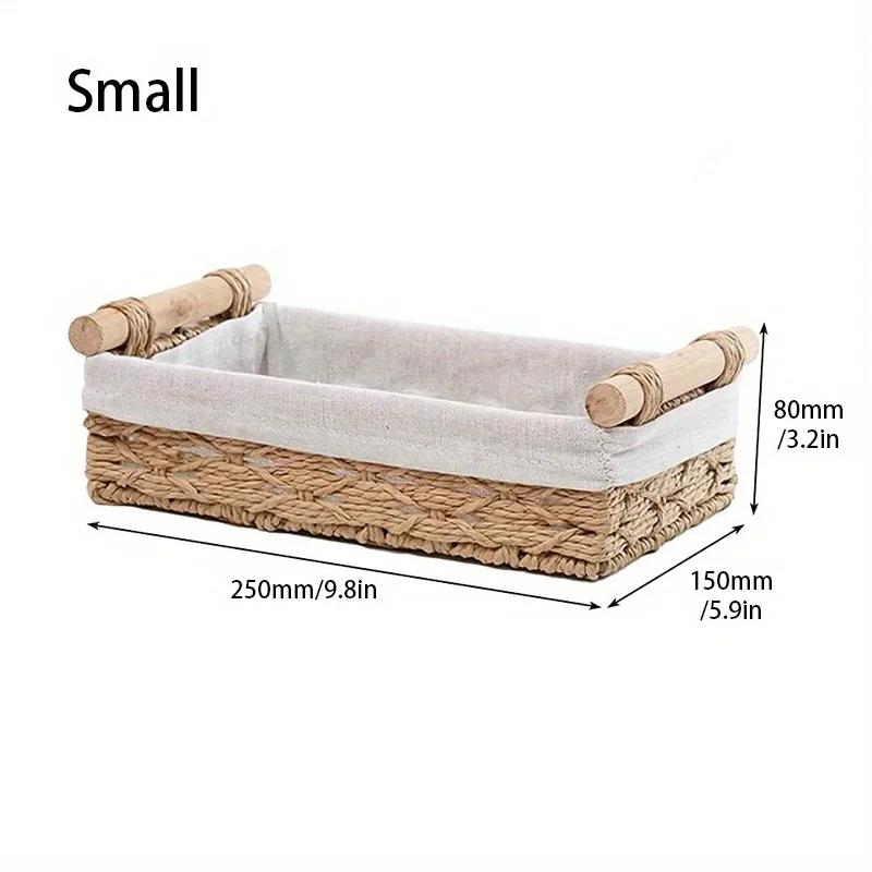 

1 шт. Корзина для хранения в ванной и на кухне - Маленький плетеный органайзер для столешниц - Круглая бумажная веревка
