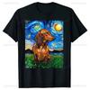 Brown Short Hair Dachshund Dog Art Men T Shirts Graphic High Quality Cotton Streetwear Short Sleeve Birthday Tshirt Clothing
