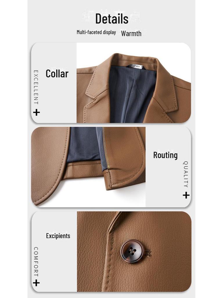 Sacou Casual din Piele pentru Bărbați 2024 – Jachetă Trendy de Primăvară/Toamnă pentru Bărbați de Vârstă Mijlocie