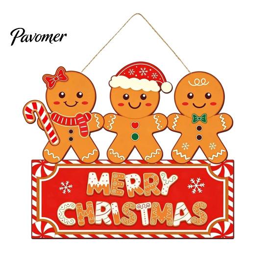 Christmas Front Entrance Sign Wooden Hanging Ornament, Multi-Layer Tree Wood Plaque Vintage Window Decor with Rope, Merry Festive Door Wall