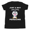Just A Boy Who Loves Penguins Baby Penguin Blowing a Bubble Youth T-Shirt