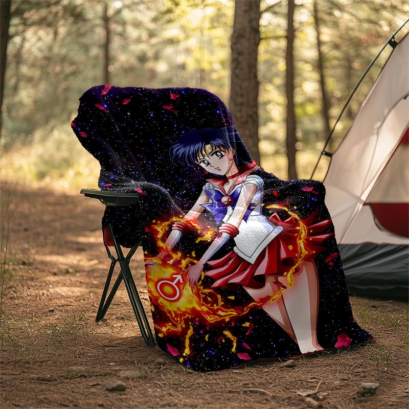 Sailor Moon Power Print Flannel Blanket, Soft Warm Lightweight Throw Blanket for living Room,Sofa Bed Camping office