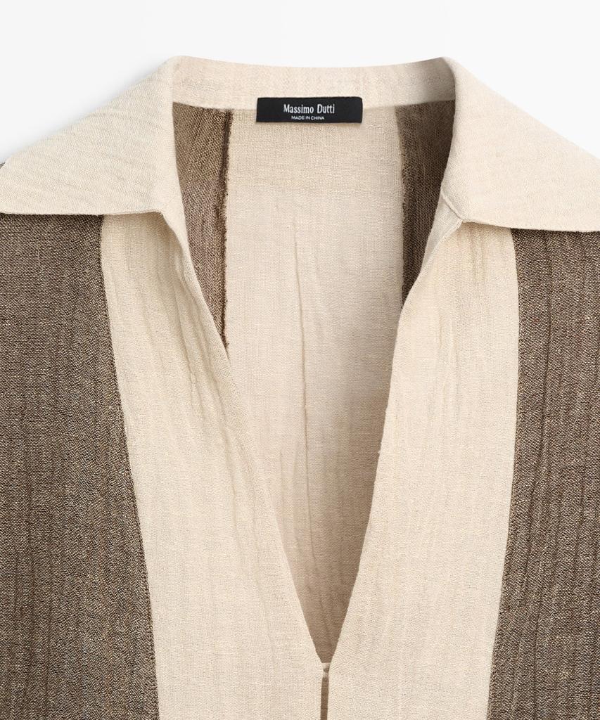 Masimodutti Fluid Texture Linen Blend Blouse