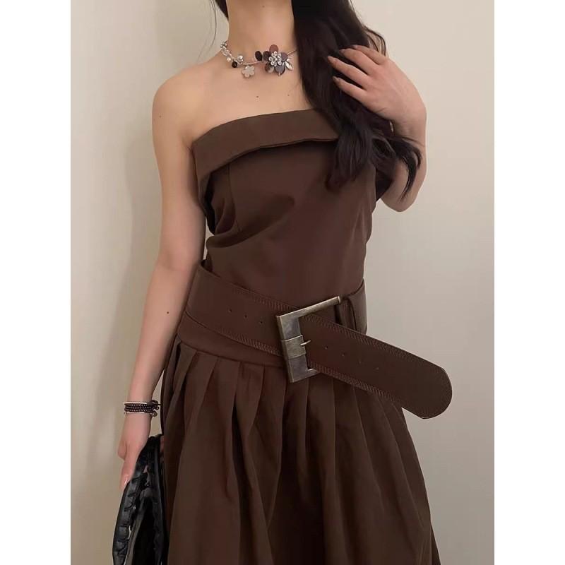 Vintage Chic Brown Pu Wide Belt For Women Perfect For Dresses And Stylish Outfits