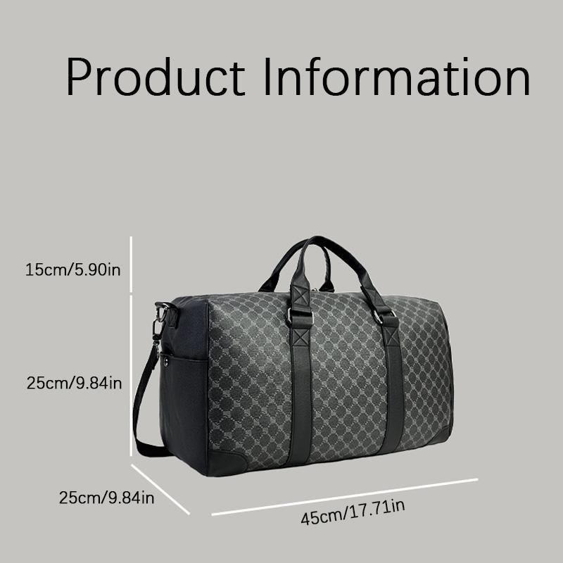 Men's Handbag, Large Capacity Classic Plaid Print Fashion Travel Bag, Daily Commuting Backpack Gym Bag, Separate Shoe Compartmen