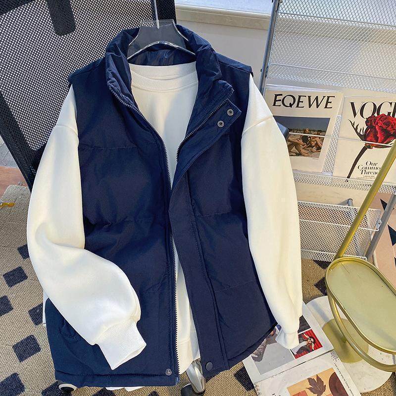 

Men s Stand-Up Collar Velvet Cotton Vest - Thick, Warm, and Trendy Loose-Fit Sleeveless Jacket for Autumn and Winter M for 80-100 lbs