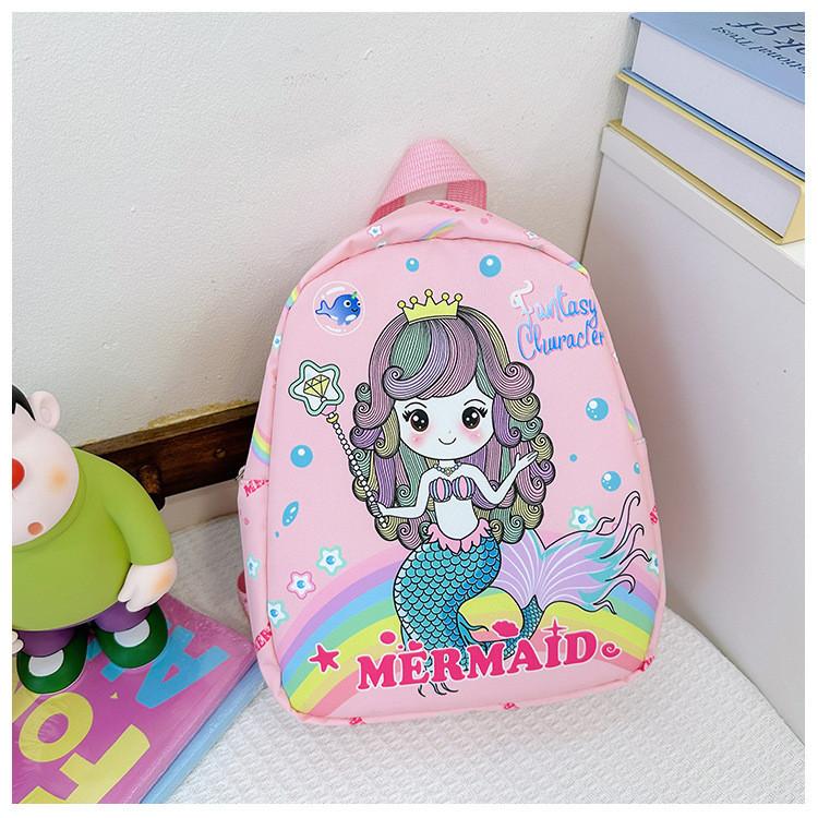 Очаровательный детский нейлоновый рюкзак с веселыми мультяшными узорами и изогнутыми лямками Mermaid