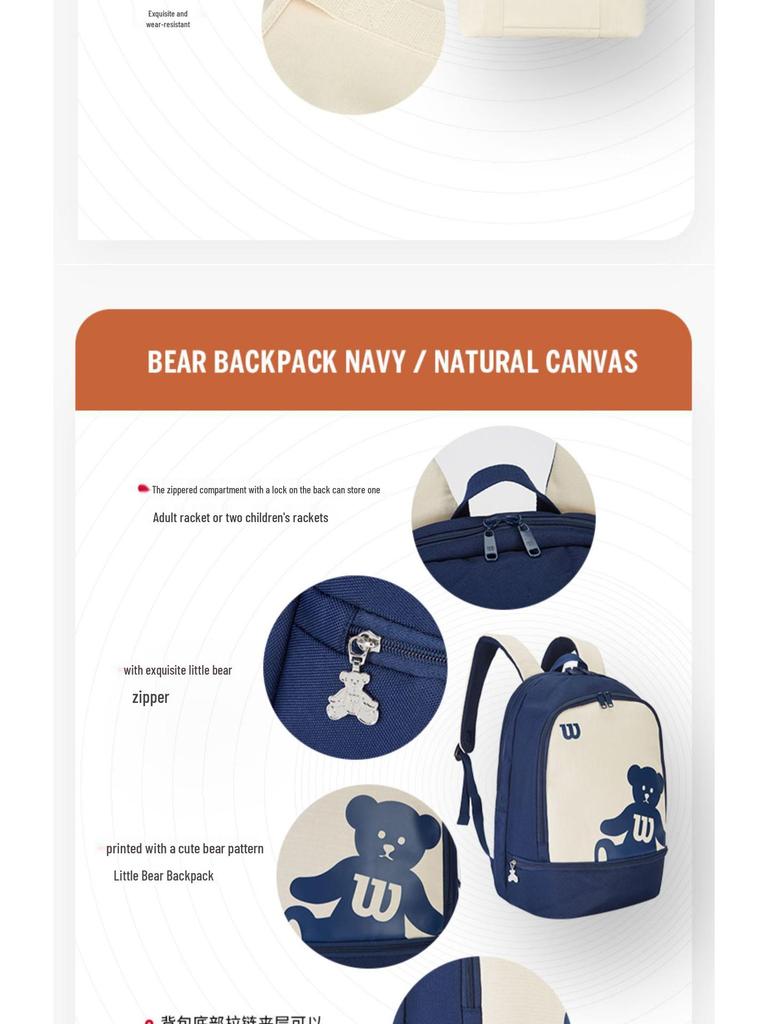 Wilson Little Bear Print Leichter Tennis-Sling-Rucksack