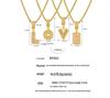 Minimalist Letter Inlaid Diamond Copper Pendant Necklace with Long Box Chain in Gold-Plated Titanium Steel
