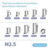 Zmbroll 560pcs Flat Head M2.5 Machine Screws, 304 Stainless Steel, Full Thread, Fasteners, Bolts, Nuts, Assorted Kit, M2.5x4/5/6/8/10/12/14/16/18mm