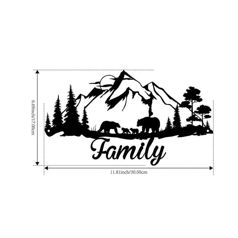 Mountain View Laser-Cut Black Iron Silhouette Wall Decoration