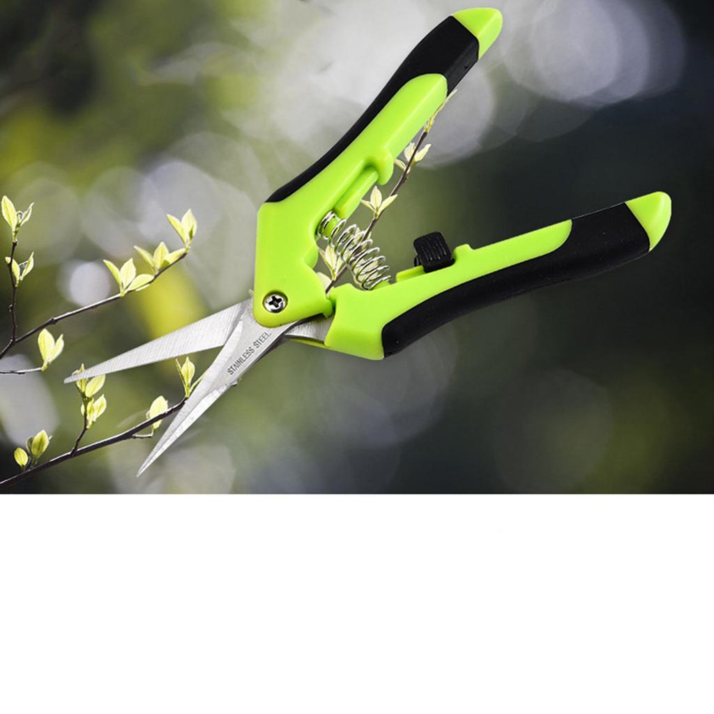 Stainless Steel Hand Elbow Spring Safety Lock Garden Pruning Scissors Outdoor