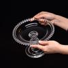 Transparent Glass Beaded High-Foot Serving Plate