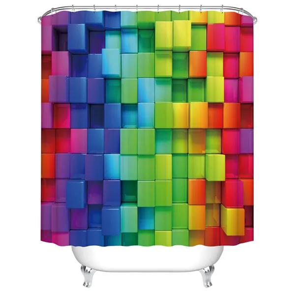 

Marble Texture Shower Curtains Waterproof Polyester Geometric Printed Bath Curtains with 12 Hooks for Bathroom Decoration 90*180cm