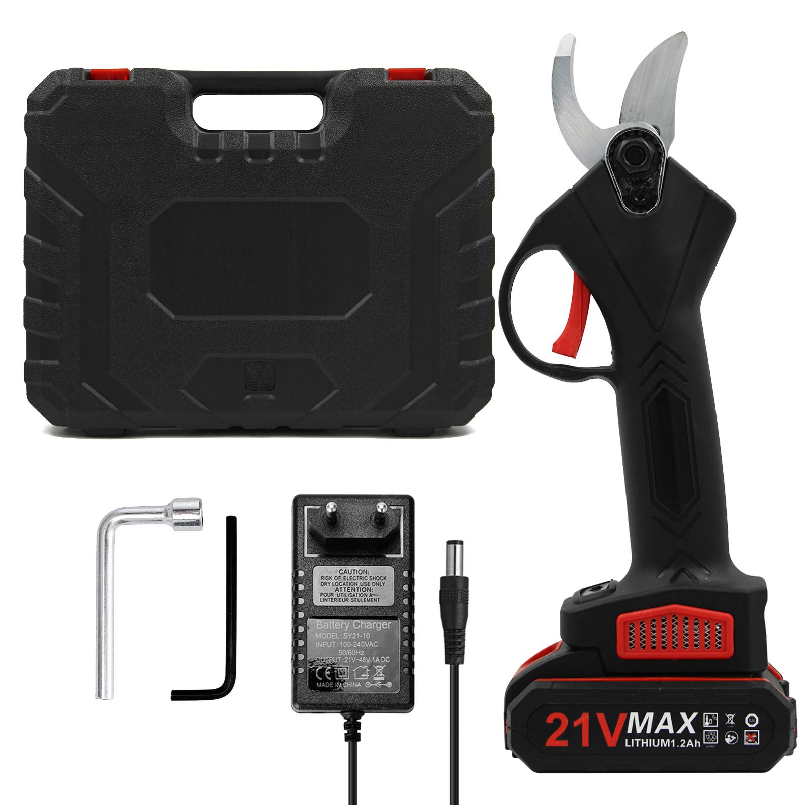 

Портативные ручные беспроводные электрические секаторы 21 В с футляром для переноски, перезаряжаемый литиевый аккумулятор 1200 мАч