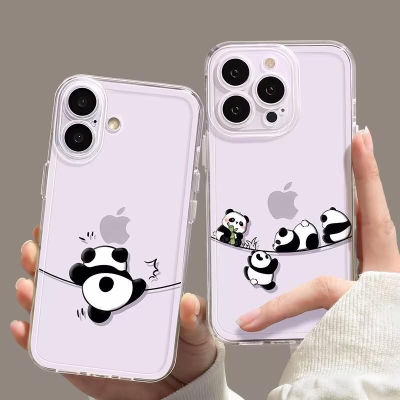 Funny Cute China Panda Clear Phone Case For iPhone16 15 14 13 12 11 Pro MAX Shockproof Covers