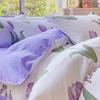 4 Piece Washed Cotton Bed Sheet Set Brushed Finish Duvet Cover Pillowcase For Years Round Comfort Family Household Use