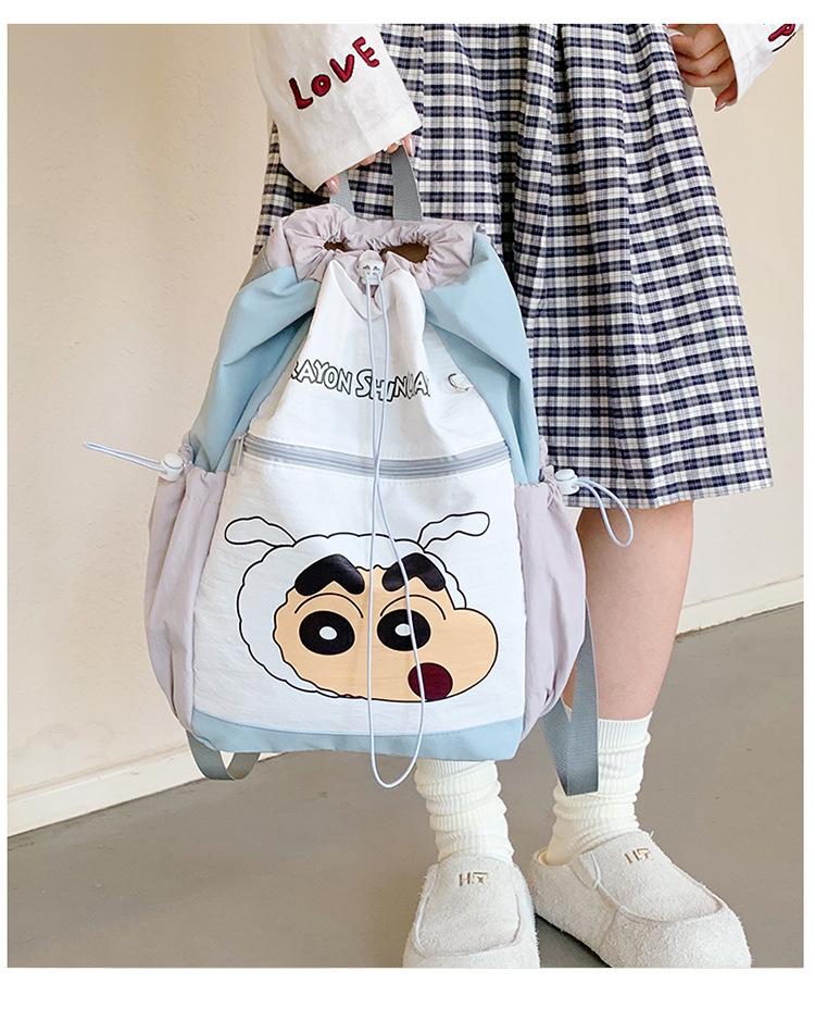Schoolbag Crayon Small New Backpack Women's Travel Lightweight Cute Drawstring Bundle Backpack High Value Versatile College Student School Bag