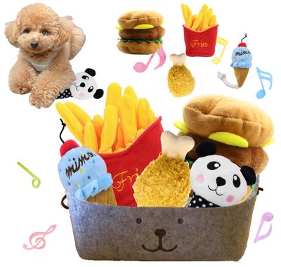 BLUE STARZ 13923 Juguete para Perros Hamburguesa Juguete de Peluche para Pequeños y Medianos Chirriante Masticable Estrés Ejercicio Dental Un Set de Hamburguesa Set de Hamburguesa, Perros, Juguete, Alivio,