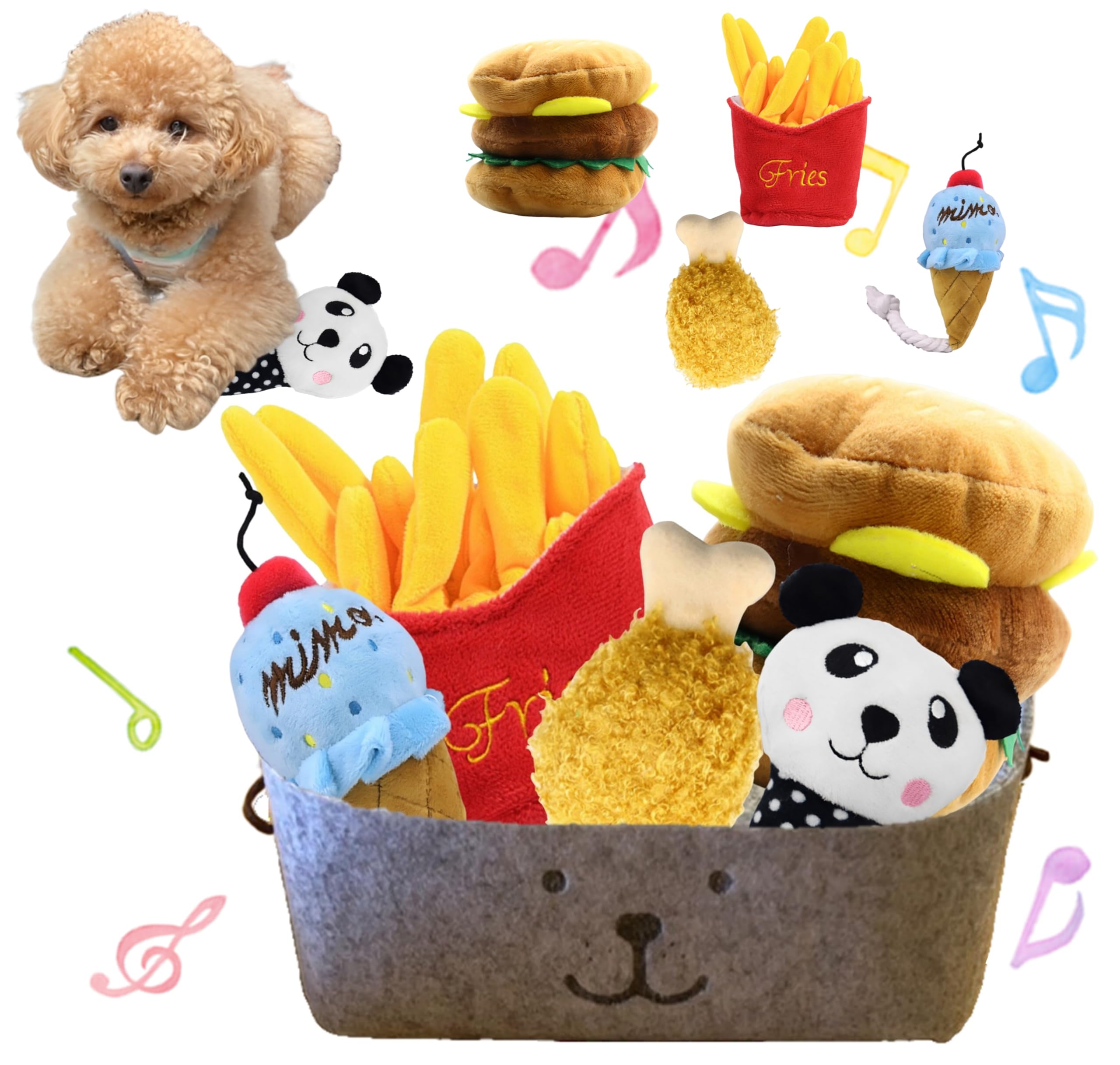 

BLUE STARZ 13923 Dog Toy Hamburger Plush Toy for Small and Medium Squeaky Chew Stress Exercise Dental One Burger Set Hamburger Set, Dogs, Toy, Relief,