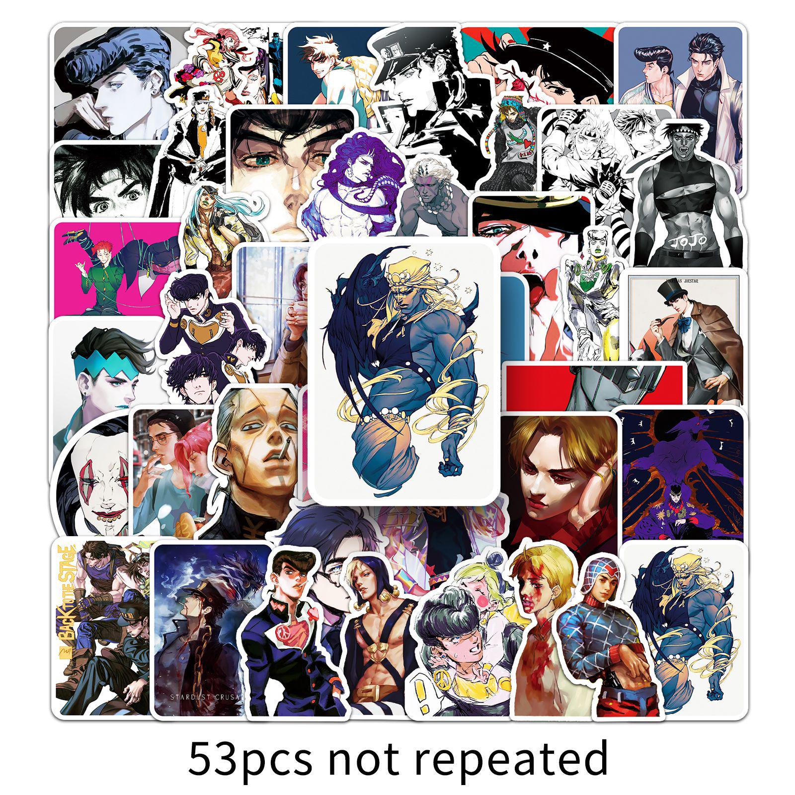JoJo s Bizarre Adventure Anime Stickers - 53 Waterproof Decorative Sheets for Laptops & Notebooks