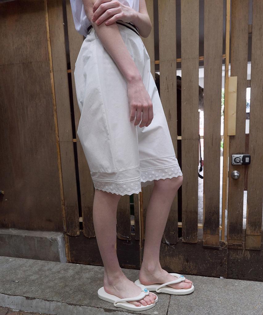 Nokeontencheu 368. Lace Baggy Pants _ White