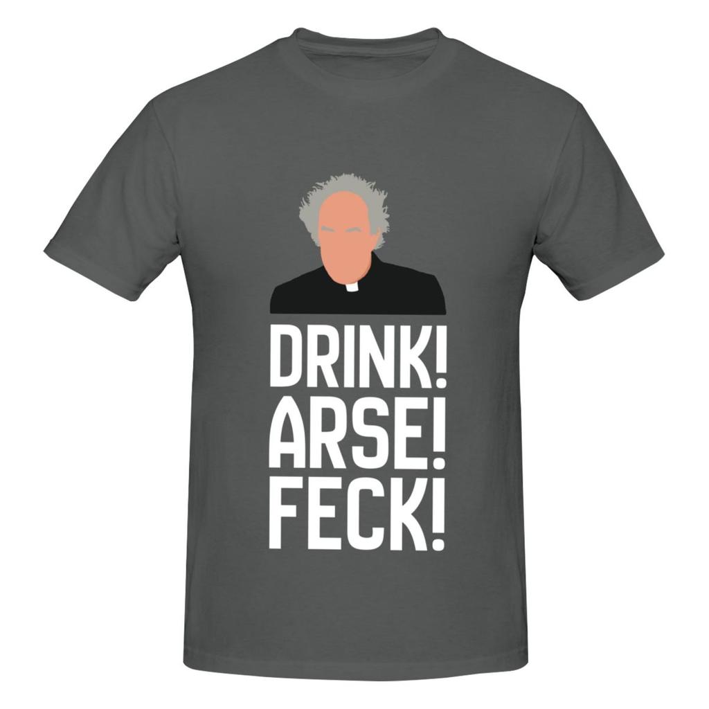Unisex Father Jack Drink Arse Feck T Shirt Streetwear Oversized Cotton Crewneck Sleeve Anime Shirt