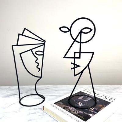 Nowoczesny Minimalistyczny Minimalistyczny Czarny Abstrakcyjny Portret Ozdoby Postaci Model Pokoju Wejście Gabinet Miękkie Dekoracje