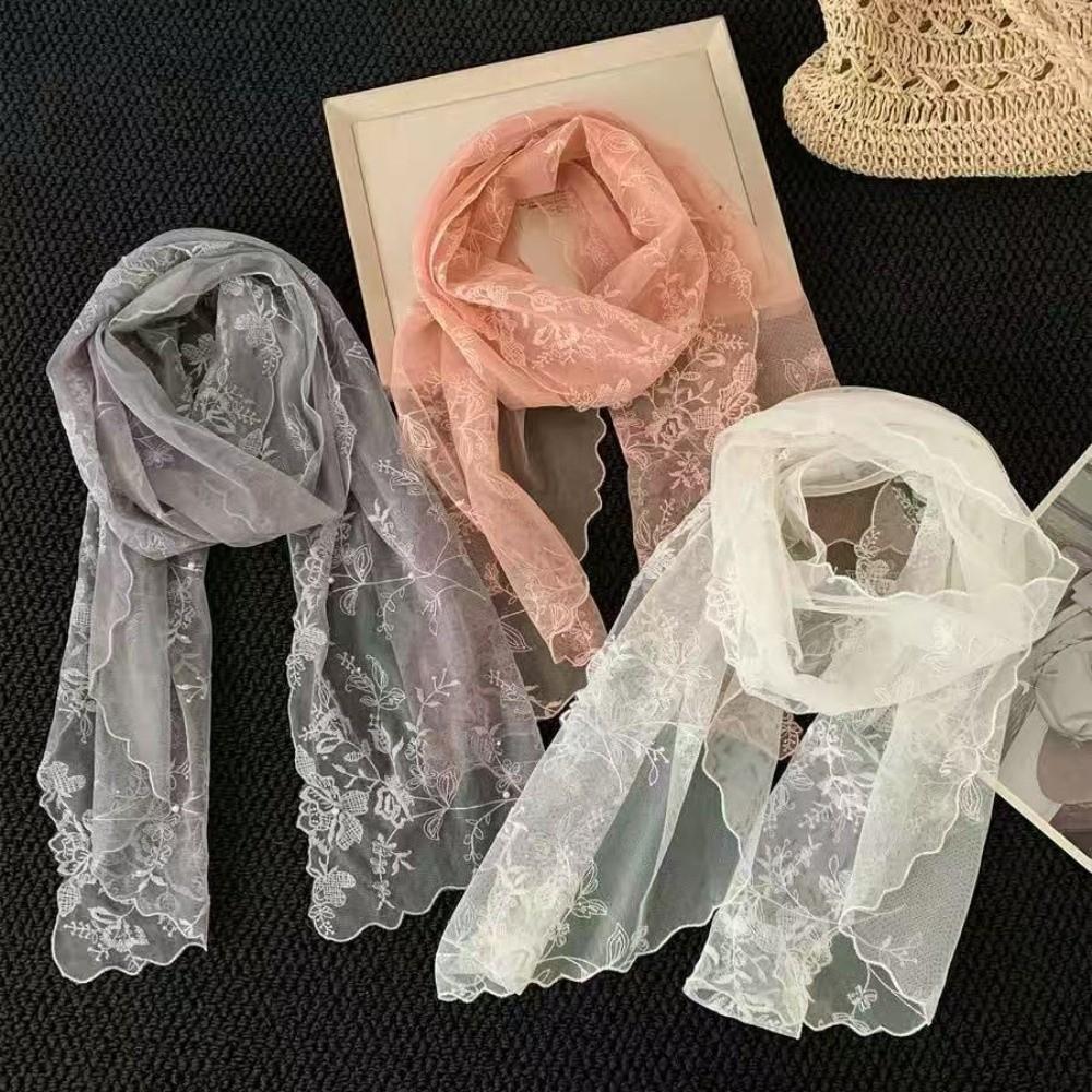 Long Women's Lace Scarf Korean Version Female Headscarf Versatile Sunscreen Shawl