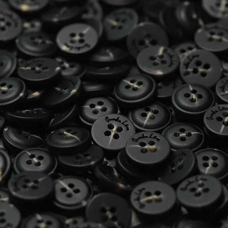 5Pcs Black Four-Eyed Button Alphabet Stick Flower Resin Clothing Accessories Knitted Cardigan Shirt Sleeve Collar Small Button