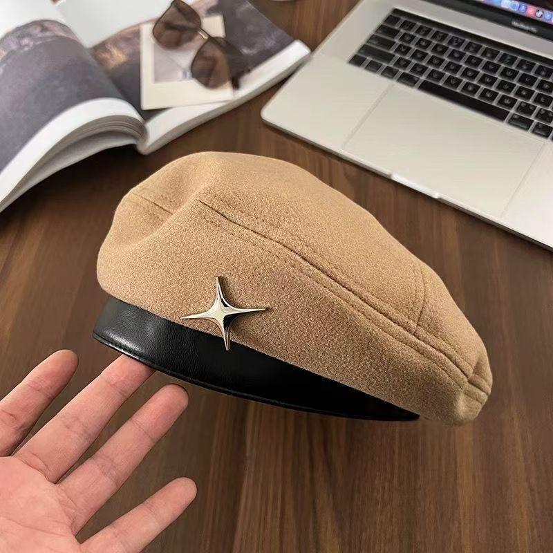 New Beret Children's Autumn Versatile Face Small Painter Hat Winter Warm Literary Retro Octagonal Hat