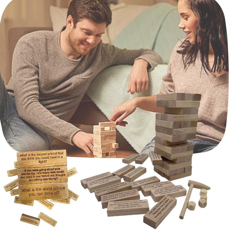 Icebreaker Wooden Stacking Toy Interactive Mind Game For Adults Couples' Bonding Activity