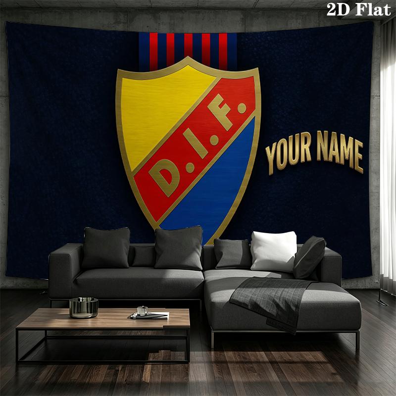 Custom Name,Djurgårdens IF Wall tapestry, aesthetic printed fabric blanket, suitable for bedroom, living room, and home decor.