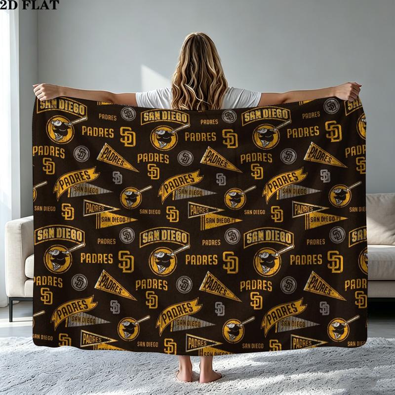 San Diego Padres Print Flannel Blanket High Quality Warm Comfortable Cover for All Seasons Perfect for Gifts Home Decor