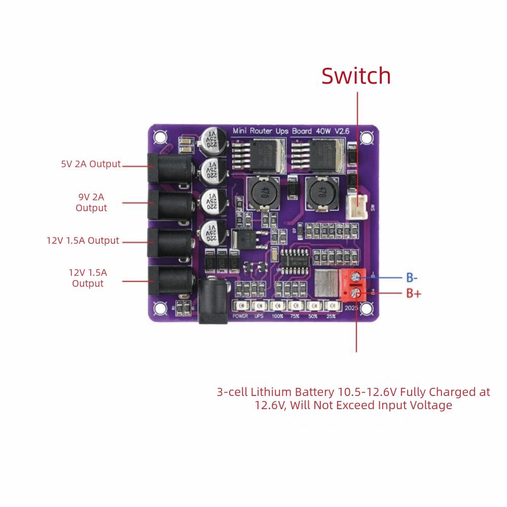 Power Supply Mini Router UPS 40W Power Step-Up Down Board Professional UPS Board  Router