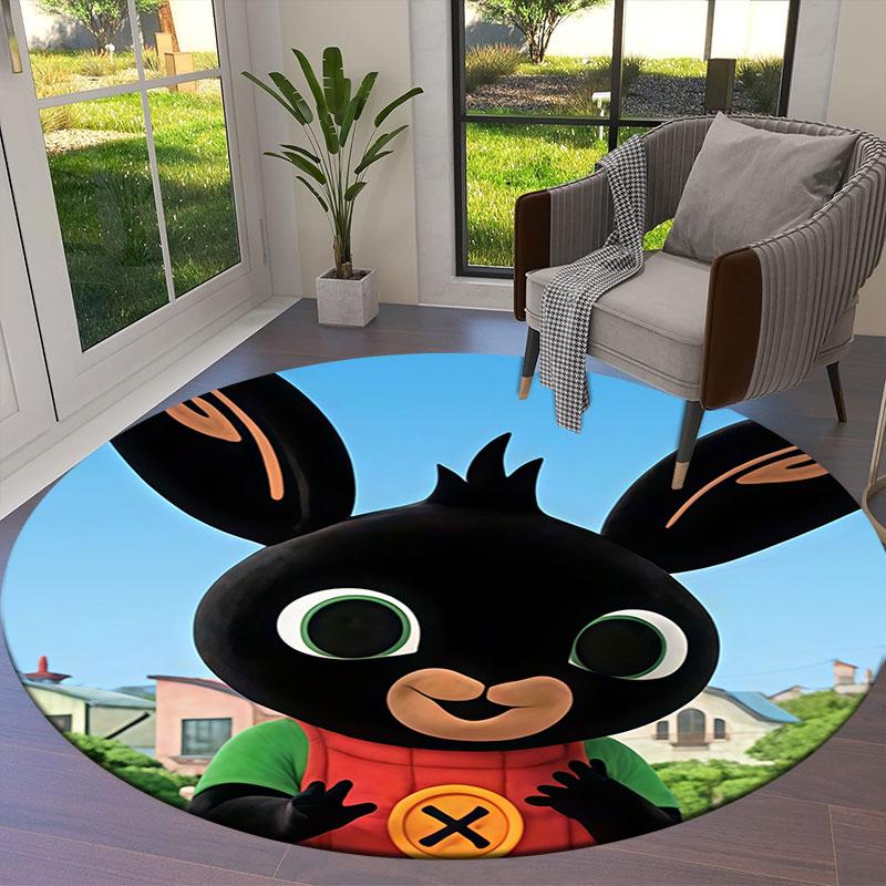 Bing Round Area Rug,Carpet Rug for Living Room Bedroom Sofa Playroom Decor,Non-slip Floor Mat