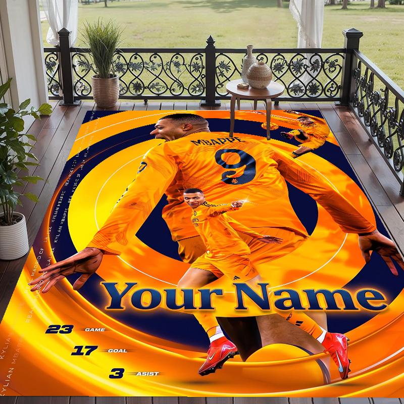 Custom Text Printed Rug Kylian Mbappe Non Slip Floor Carpet For Home Room Decor