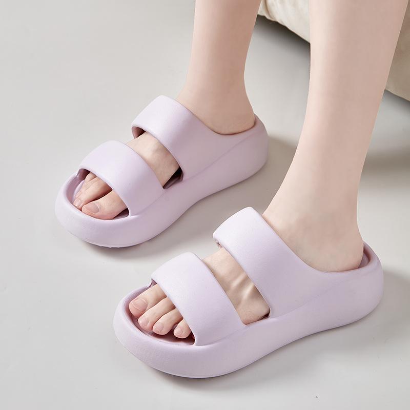 New Summer Outerwear Shoes Solid Color Simple Outdoor EVA Cool Slippers for Women Super Soft Purple Slippers for Women