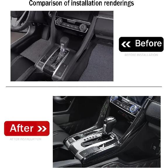 Car Accessories Fit for Honda Civic 10th Gen 2016 2017 2018 2019 2020 2021 Interior Side Gear Shift Panel Strips Cover Trim Decals (Carbon Fiber